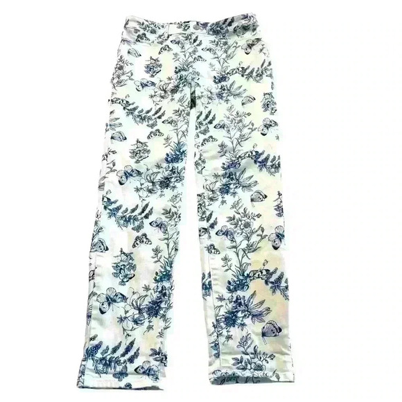Talbots Slim Ankle Jean Size 6 Floral Butterfly Print - Picture 2 of 5